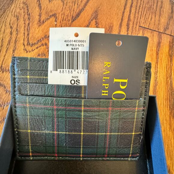 Polo Ralph Lauren Men's Wallet Credit Card Case Crest Pony Canvas Leather NEW - Picture 3 of 12
